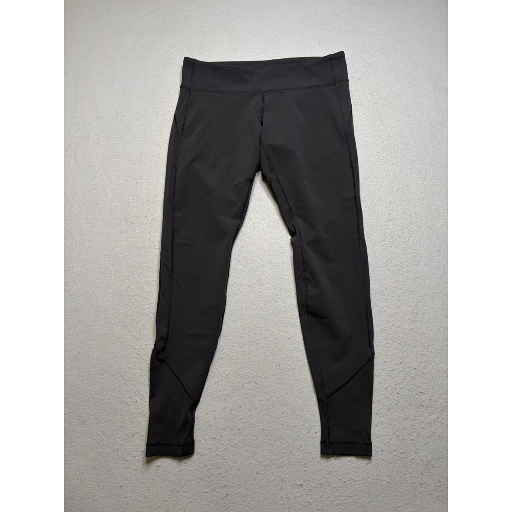 Lululemon Tight Stuff Tight Women 10 Black Running Leggings Compression Mesh J44